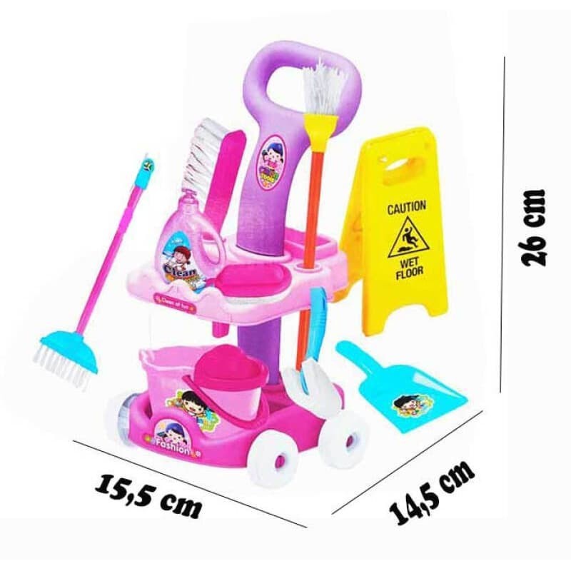 Mainan Edukasi Anak Cleaning Car Trolley Set Kebersihan M166
