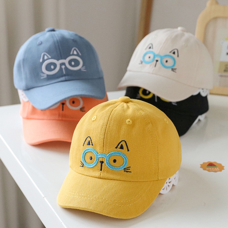 Topi Anak Baseball Laki laki Perempuan motif Kucing kacamata kekinian Unisex