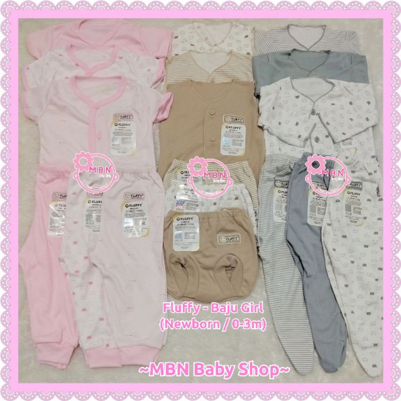 FLUFFY Paket Baju Bayi Fluffy Newborn Komplit Abu Grey Series Khaki Biru Blue Pink Kuning Hijau Tosca