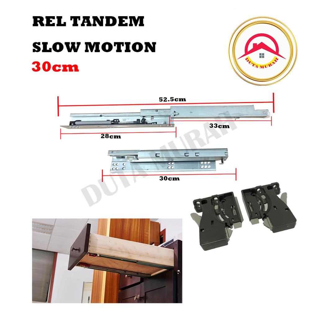 Rel Laci Tandem Slowmotion Double Extention (2x Tarikan) 30 cm Isi 1 set (2pcs)