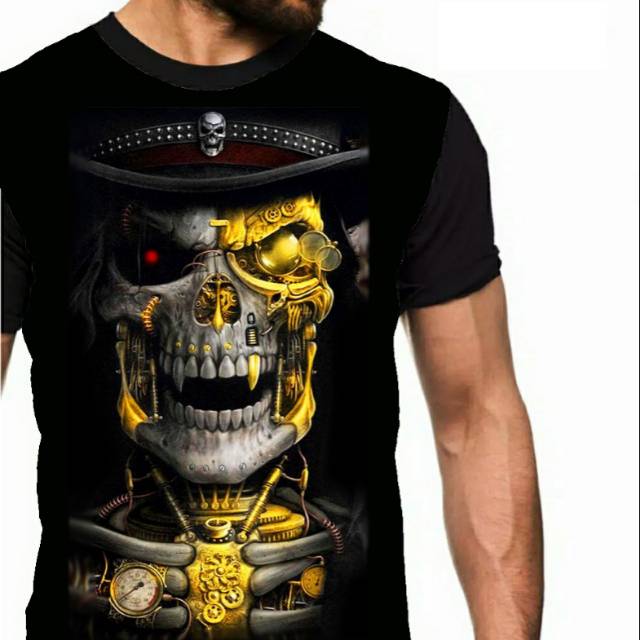  Kaos  Tengkorak golden Skull eye lovers anak cowok pria 