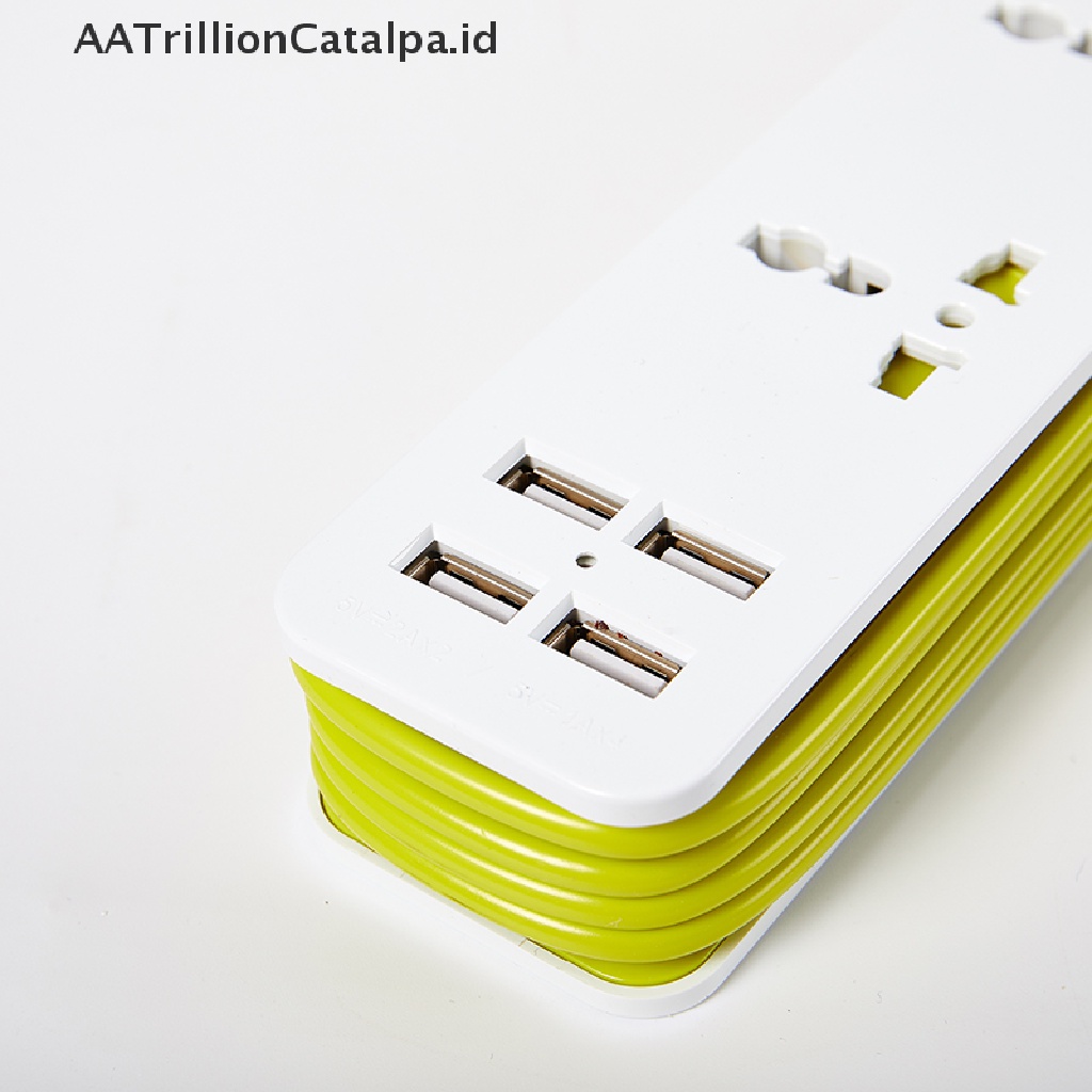 Aatrillioncatalpa Kabel Extension Pelindung Power Strip 1.5M 2AC Outlets 4 Port Usb