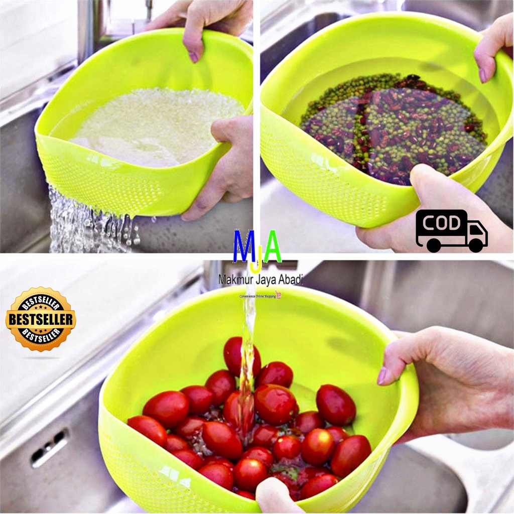 PROMO (BISA COD) Baskom Wadah / Saringan Tempat Cuci Beras Sayur Buah Serbaguna