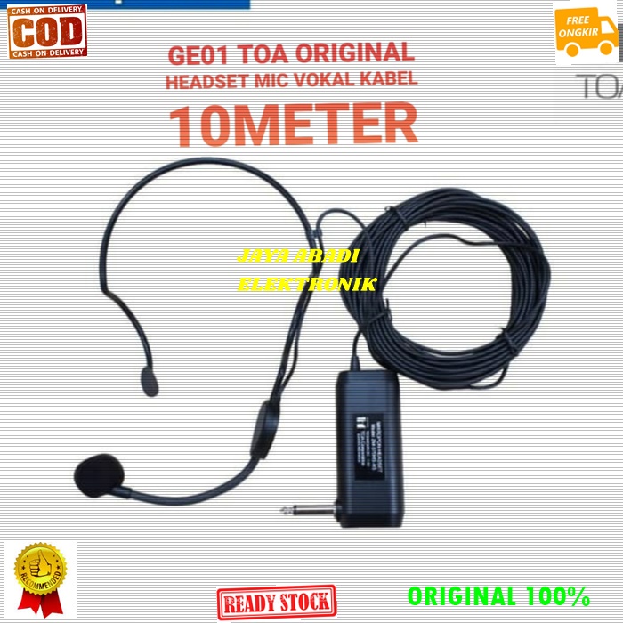 ORIGINAL TOA MIC KABEL HEADSET 10 METER BANDO KLIP CLIP BLACKSPIDER MIK MIKROPON MIKROPHONE CABLE MI