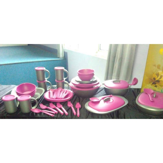 PO Great Fine Dining Set Grey Magenta - Twin Tulipware