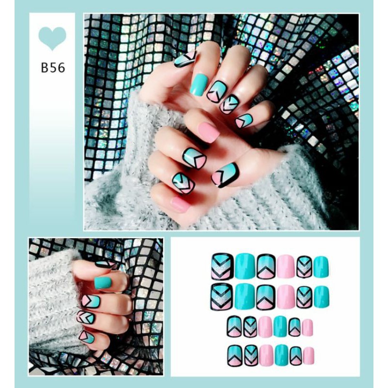 kuku palsu isi 24 fake nails free lem nail art wedding false nail hokkyshop