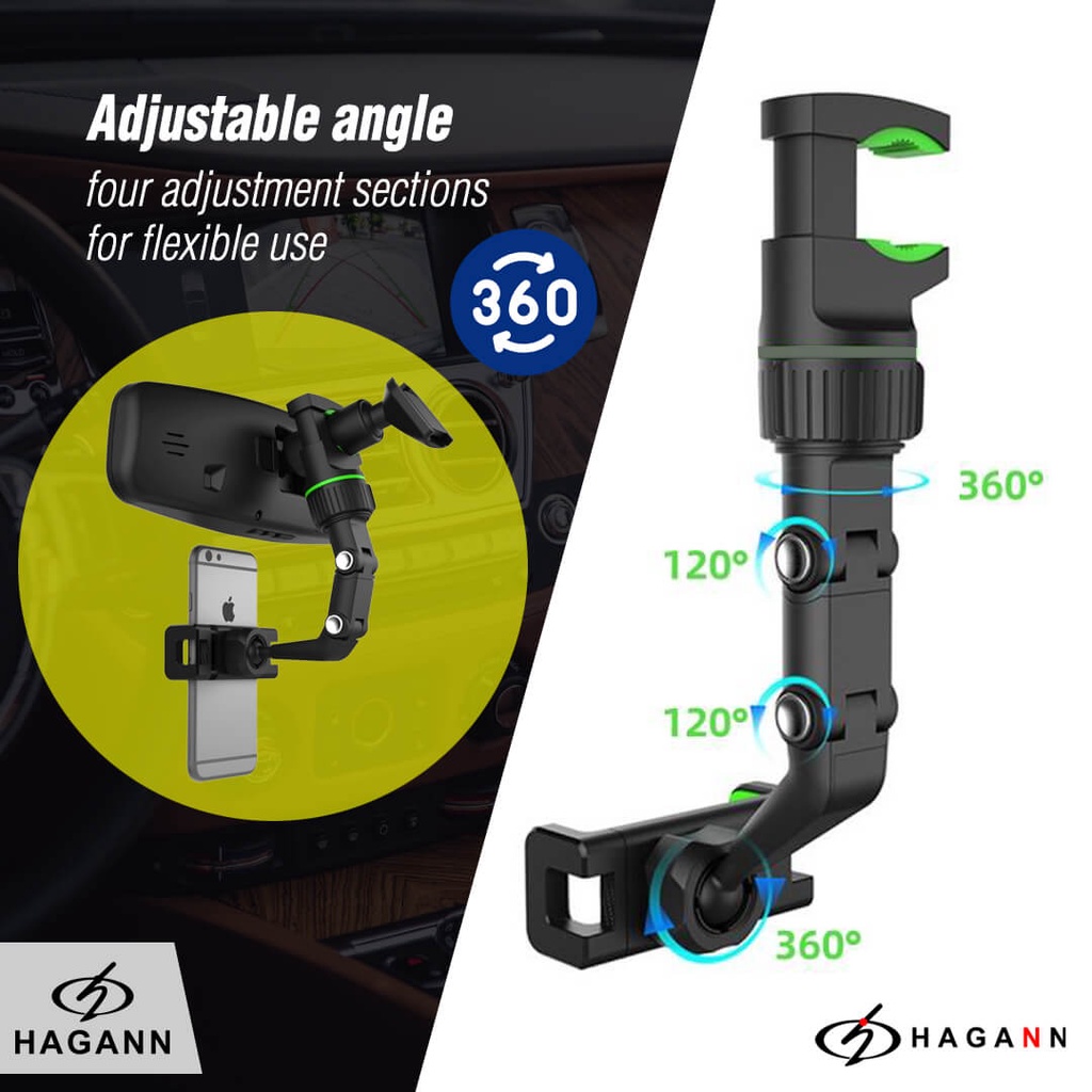 HAGANN CHO-1251 Holder HP Mobil Spion Tengah | Car Phone Stand Jepit | Tempat HP Di Mobil – Garansi 1 Tahun