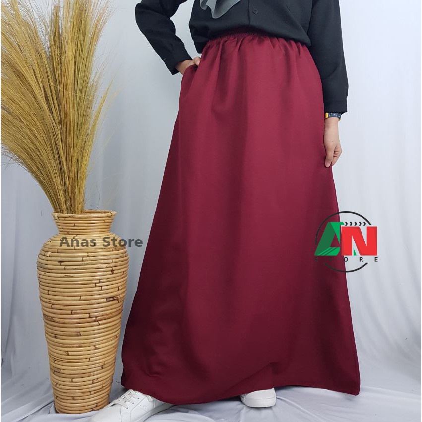 Rok Polos Panjang Moscrepe Skirt Bawahan Wanita kerja kantor kuliah BEST SELLER!!!