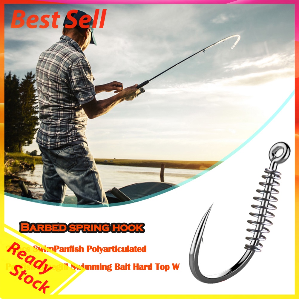 20pcs Carp Fishing Hook Barbed Swivel Spring Jig Hook Single Circle Hooks