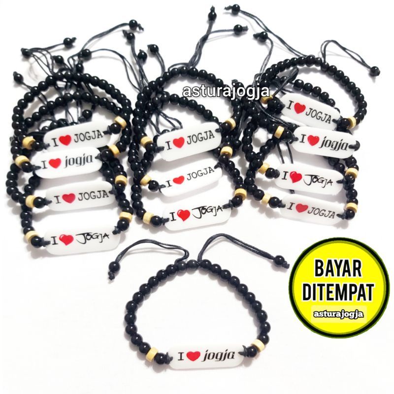 4s Grosir Solo || Gelang I LOVE JOGJA Aksesoris Pria Wanita Souvenir Oleh Oleh Jogja