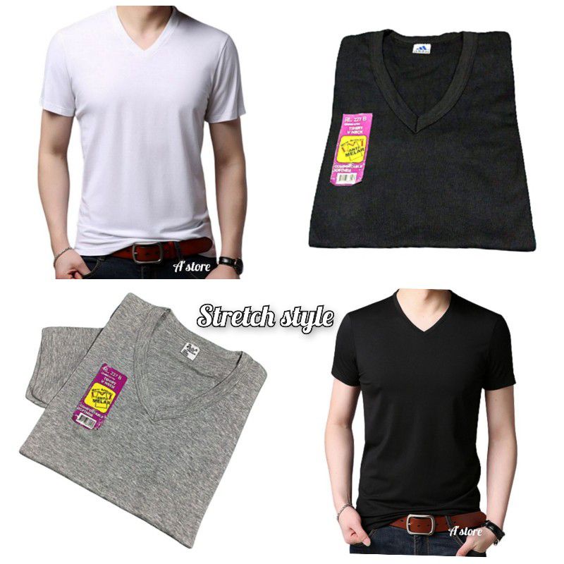 V NECK UNISEX KAOS DALAM PRIA WANITA DEWASA ANTI MELAR