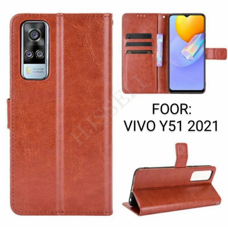 Flip Wallet VIVO Y51 - Y51A - Y51S - Y53S 2020 New Leather Case Wallet Cassing Dompet Hp
