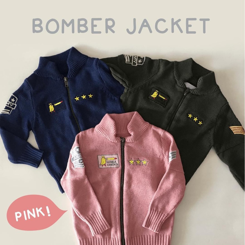 BAJU HANGAT JAKET RAJUT ANAK BOMBER JACKET KNITWEAR