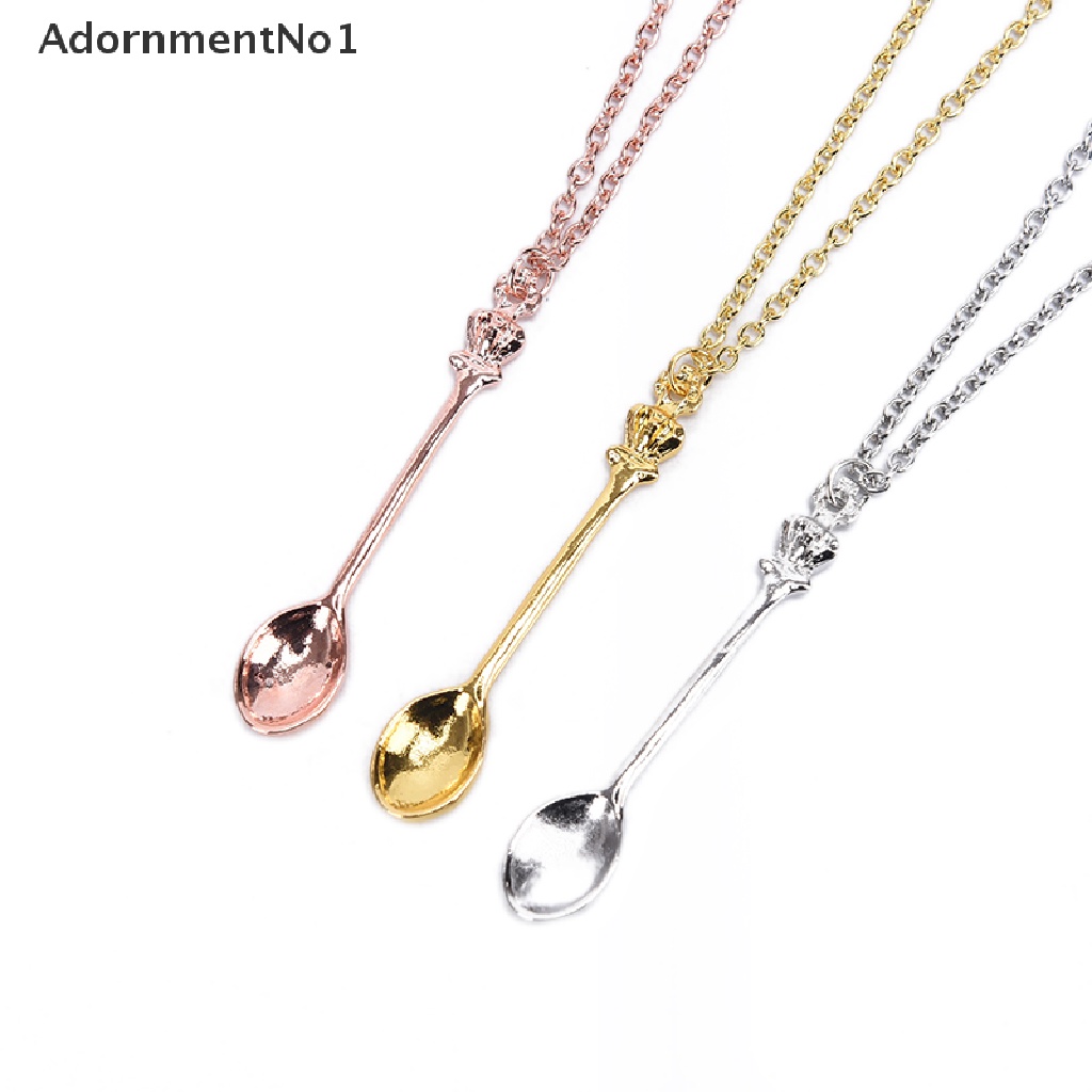 (AdornmentNo1) Kalung Rantai Dengan Liontin Sendok Teh Kecil Bahan Alloy Untuk Wanita