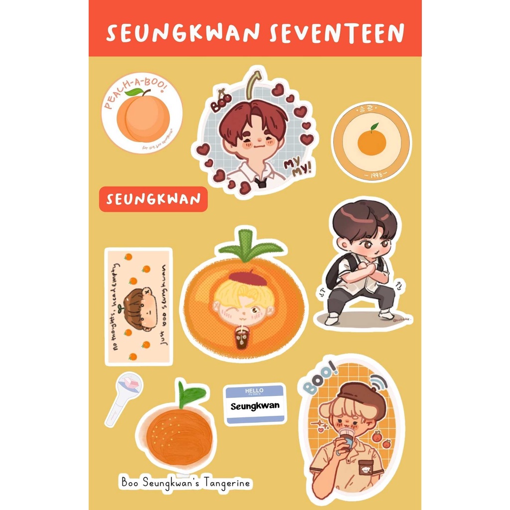 Sticker SEUNGKWAN SEVENTEEN kpop chibi aesthetic boo seungkwan carat sticker HP laptop