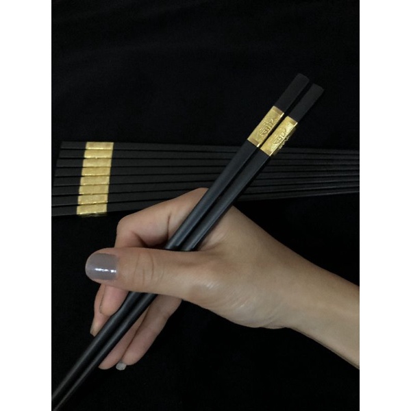 Sumpit Chinese Alloy Chopsticks Fiberglass Mewah Huruf Fu Hoki Rezeki 5 pasang