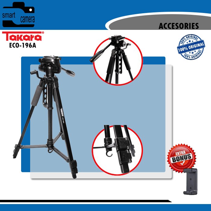 TRIPOD TRIPOD TAKARA ECO 196 A BLACK (L4B3) Tripot ringlight Tripot 3 in 1 Tripot hp dan kamera Trip