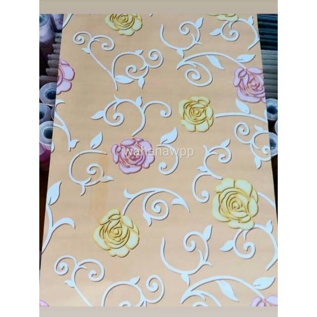 Wallpaper Dinding Mawar Gold uk:45 cm x9 meter