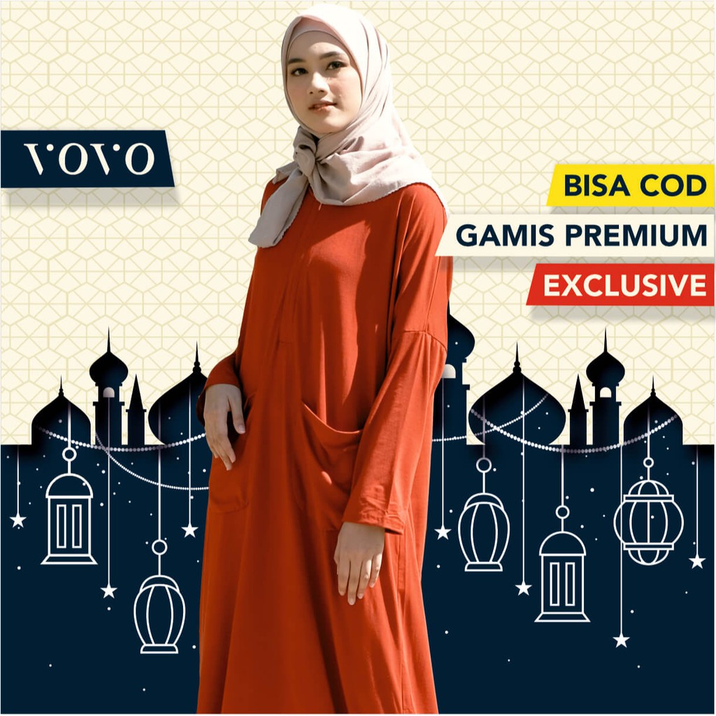 GAMIS VOVO ILONA – Dress Kaos Polos Wanita Remaja Modern Terbaru Syari Hits 2021 Original Casual