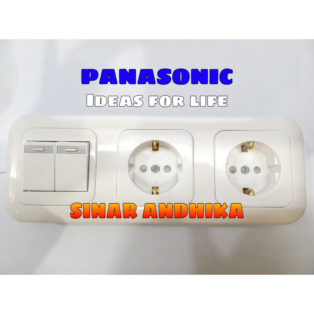 SAKLAR SERI KECIL + STOP KONTAK DOUBLE (CP) PANASONIC WEJ 7823 312121