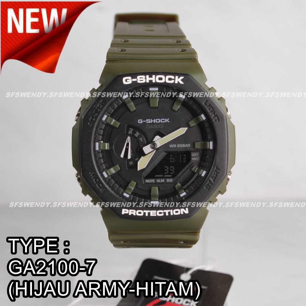 CUCI GUDANG !!! G Shock GA-2100 Hitam kuning loreng hijau army jam tangan digital pria &amp; anak anti air sporty