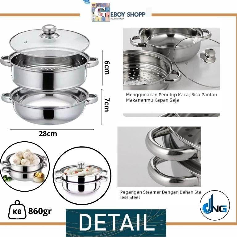 Panci Kukus Steamer Stainless Steel DNG 2811 HIgh Quality V89C