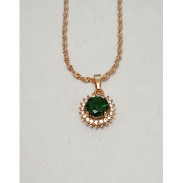 NKnAmk01.Kalung xuping wanita lapis emas dgn mata zircon model melintir