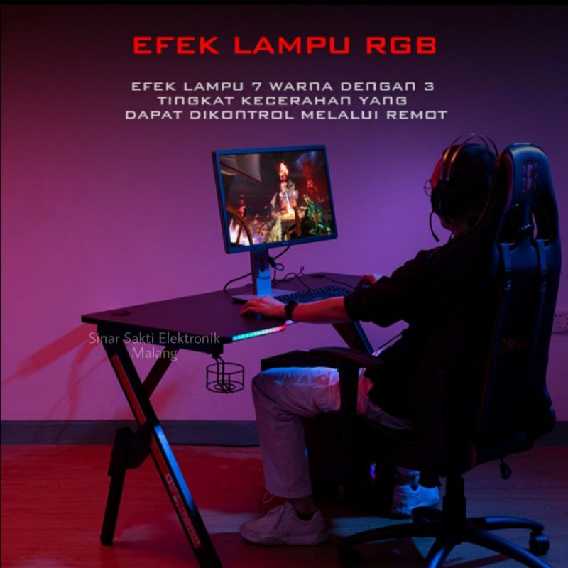 Gaming Desk Table RGB Meja Komputer Game Kerja Carbon Battledesk warna Hitam