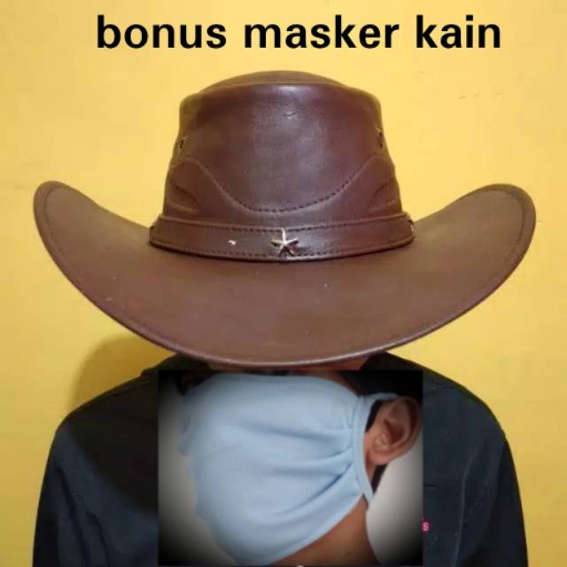 Topi koboy kulit asli laken kulit asli termurah