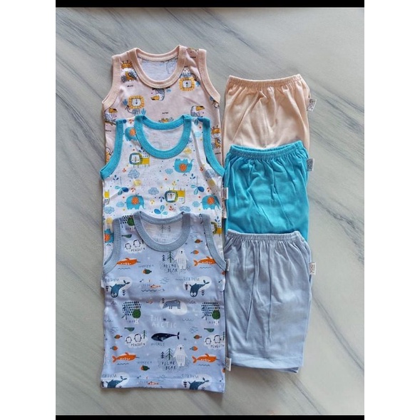 baju bayi setelan kutung + celana pendek Cainito baby &kids