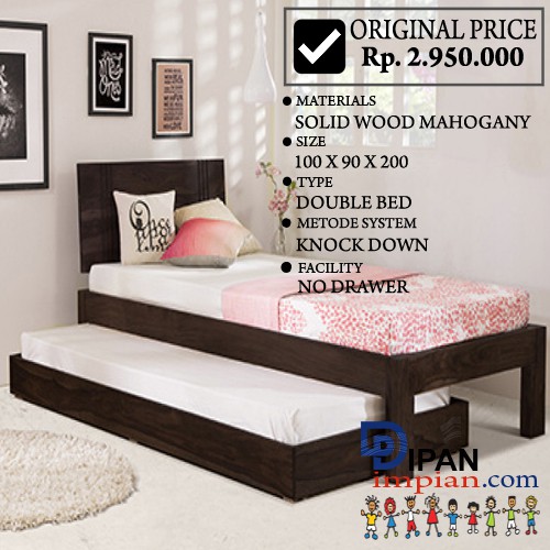 Jual DIPAN TEMPAT TIDUR MINIMALIS DOUBLE BED MODEL SALAK BROWN FINISH
