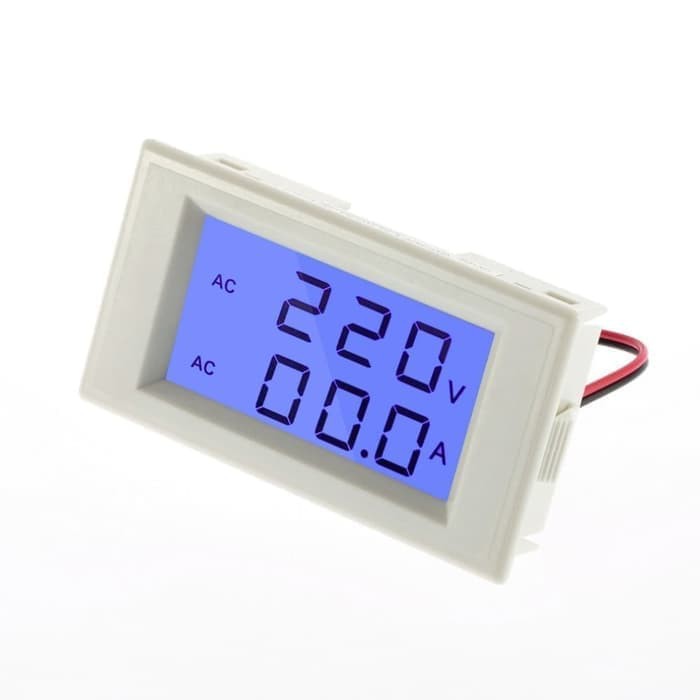 Dual Combo AC Voltmeter Amperemeter 50A 300V 2 in 1 LCD Display Blue