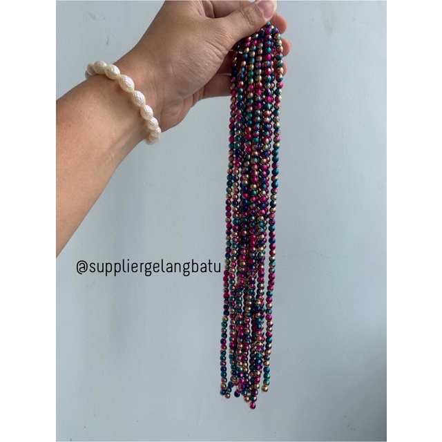 spacer multicolour 6mm steel bulet bahan gelang kalung charm premium