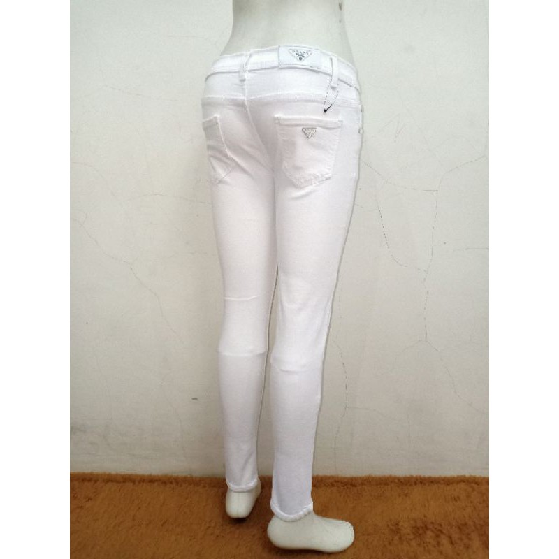 Celana Jeans Putih Jumbo Wanita Skinny Jeans Pensil Cewek Big Size 27-38