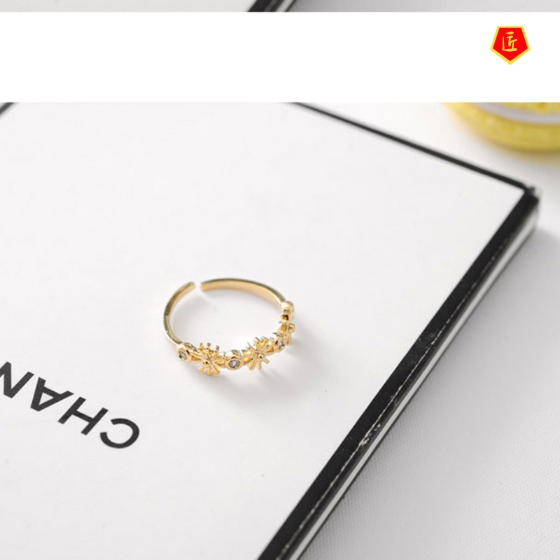 [Ready Stock]Simple Elegant Golden Flower Ring