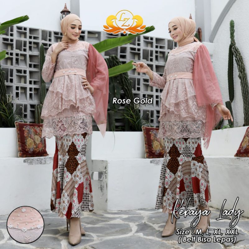 Permata Olshop / Kebaya Blouse Lady LK / Kebaya Modern / Baju Wisuda Terbaru / Brokat Pesta Mewah / Setelan Baju  Kebaya Wanita