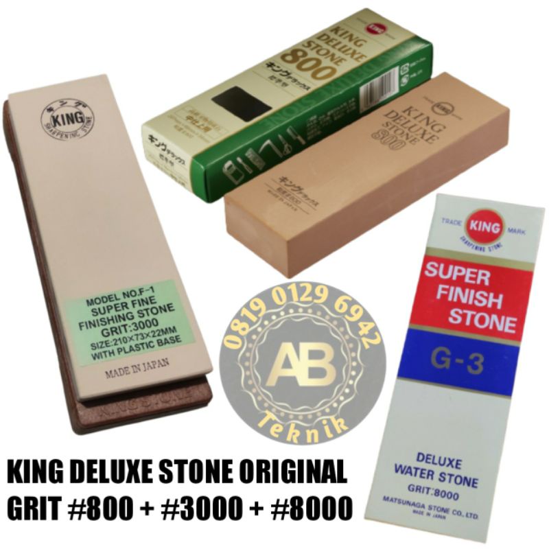 promo batu asah grit 8000 + grit 3000 + grit 800  batu asahan original merk king sharpening stone ba