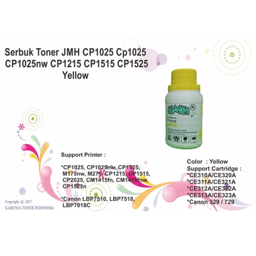 Serbuk Toner JMH CP1025 CP1025 CP1025nw CP1215 CP1515 CP1525 Yellow