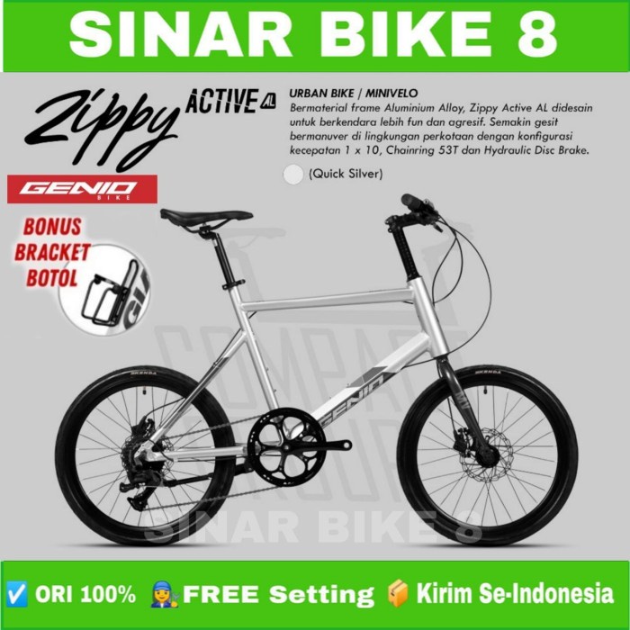 Sepeda Minivelo Ukuran 20 Inch GENIO ZIPPY ACTIVE ALLOY Mini Velo 10 Speed