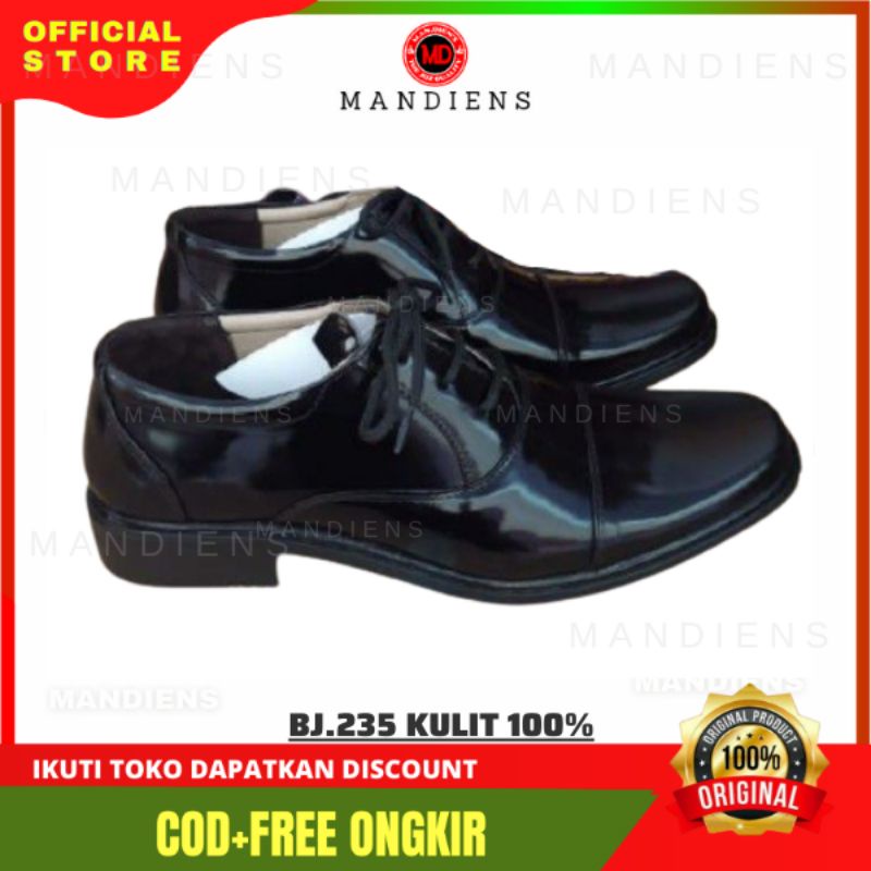 MANDIENS 135/235 - Sepatu Pria Kulit Asli Pantofel Tali Medali - Sepatu Kerja Pdh TNI Polri Formal ASN