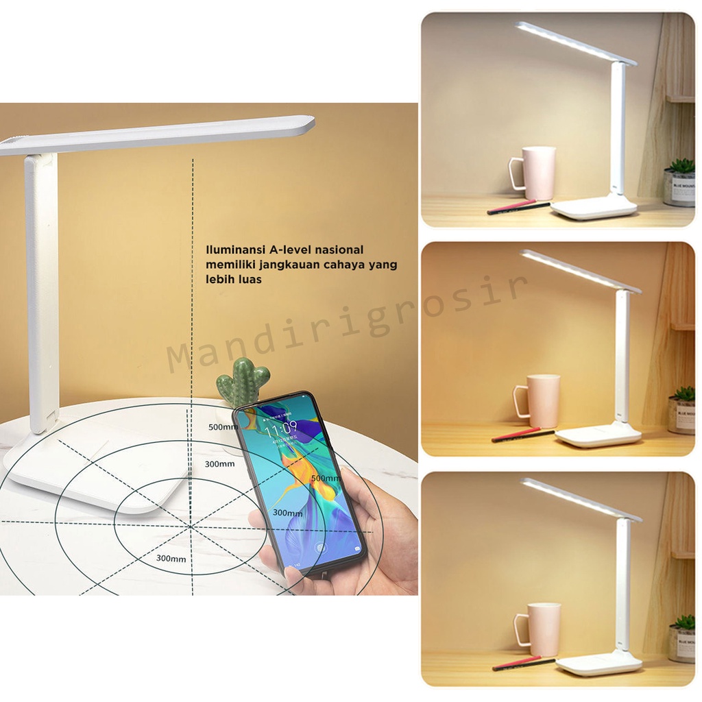 Lampu Meja * Lampu Belajar * Lampu Lipat * Desklamp LED Foldable 3 Warna Dimmer