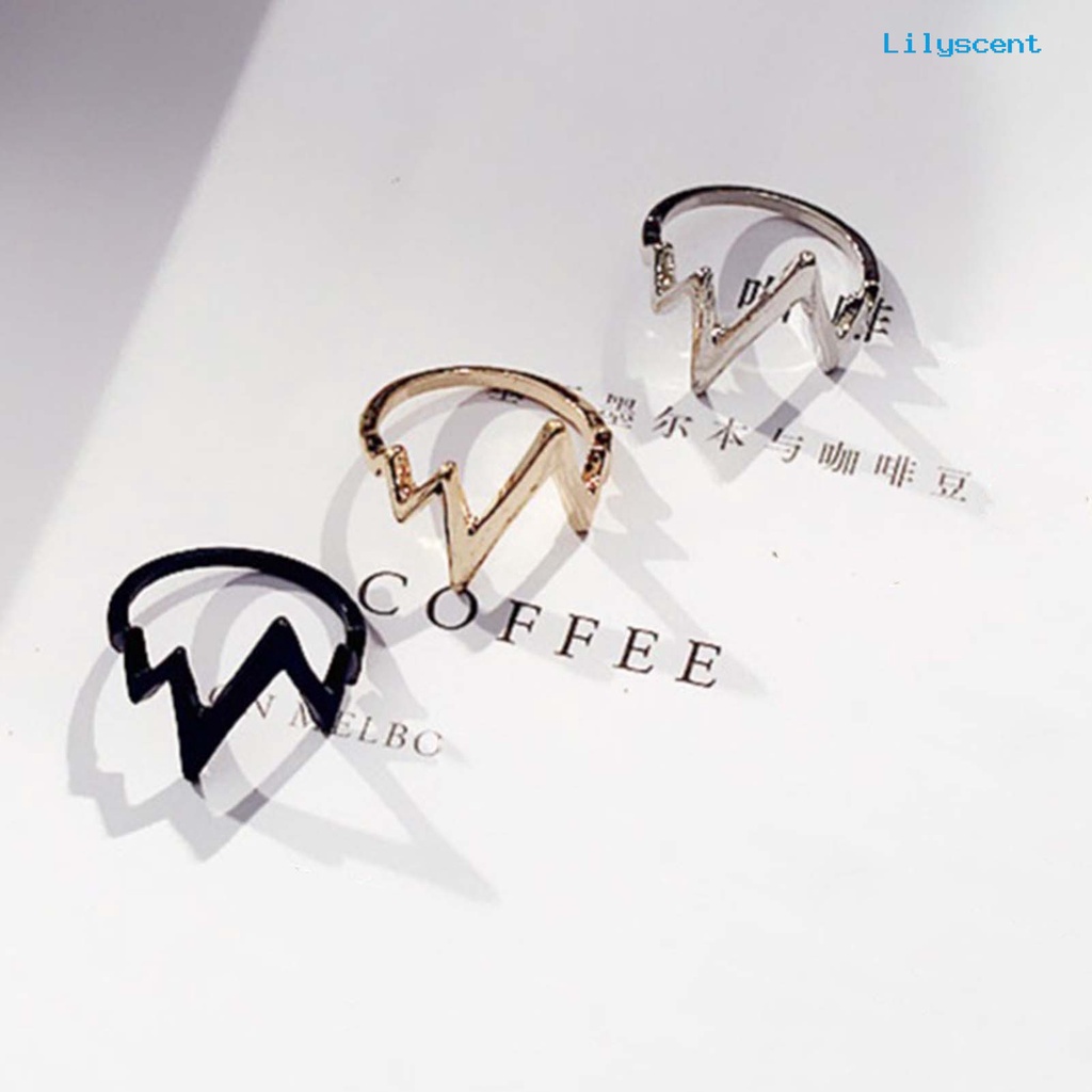 Ls Cincin Bentuk ECG Bahan Alloy Gaya Amerika Untuk Pria Dan Wanita