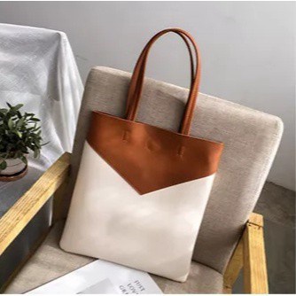 TUGUFAMILY - COD SALE - TOTEBAG RESLETING KULIT BOTEGA [MUAT LAPTOP] KOMBI 2V HITAM, KREM, COKLAT | TOTEBAG KASUAL/KOREAN | TOTEBAG KERJA, KULIAH, SEKOLAH, TRAVELING | TOTEBAG FASHION SHOW