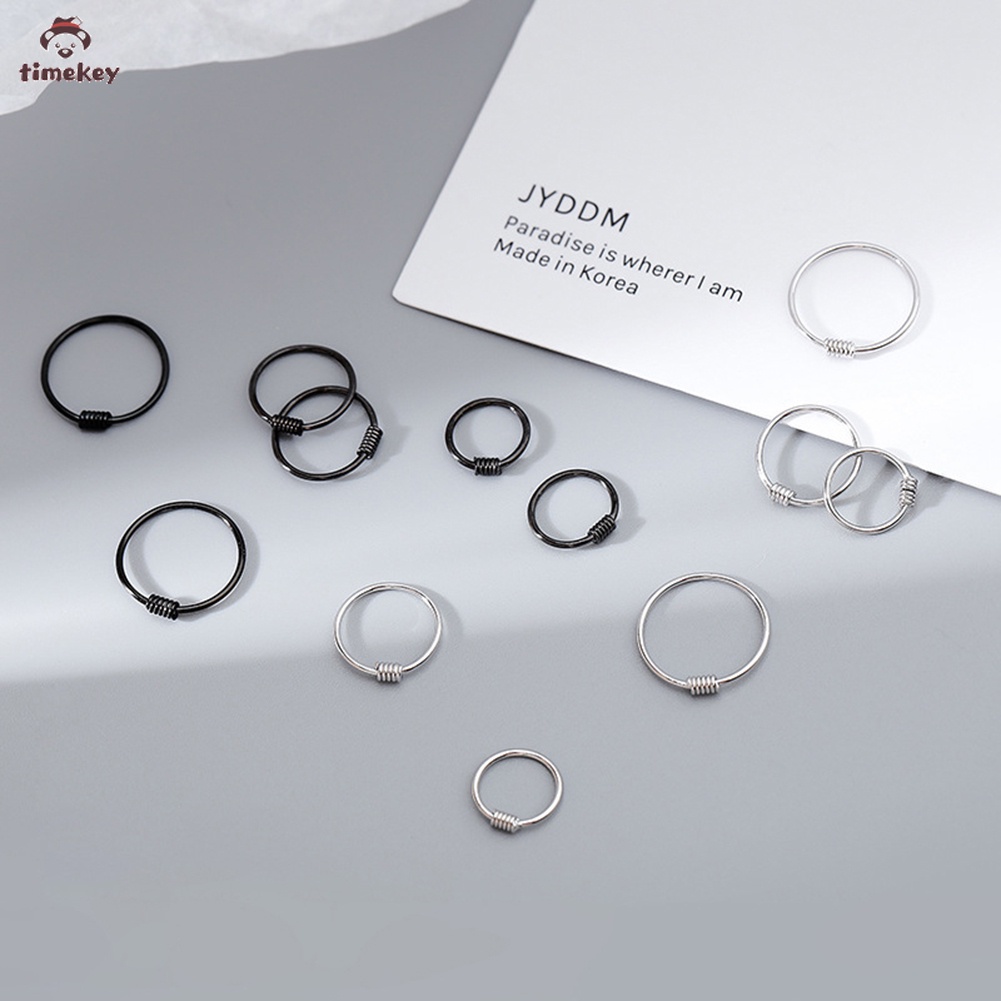 【TK】1PC Fashion Simple Silver 6mm 9mm 11mm Anti Allergy Earring Women Jewelry Gift