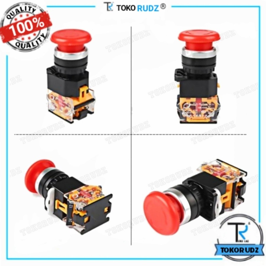 Tombol Darurat Push Button Emergency Stop 22mm 10A Max 660V LA38-11ZS