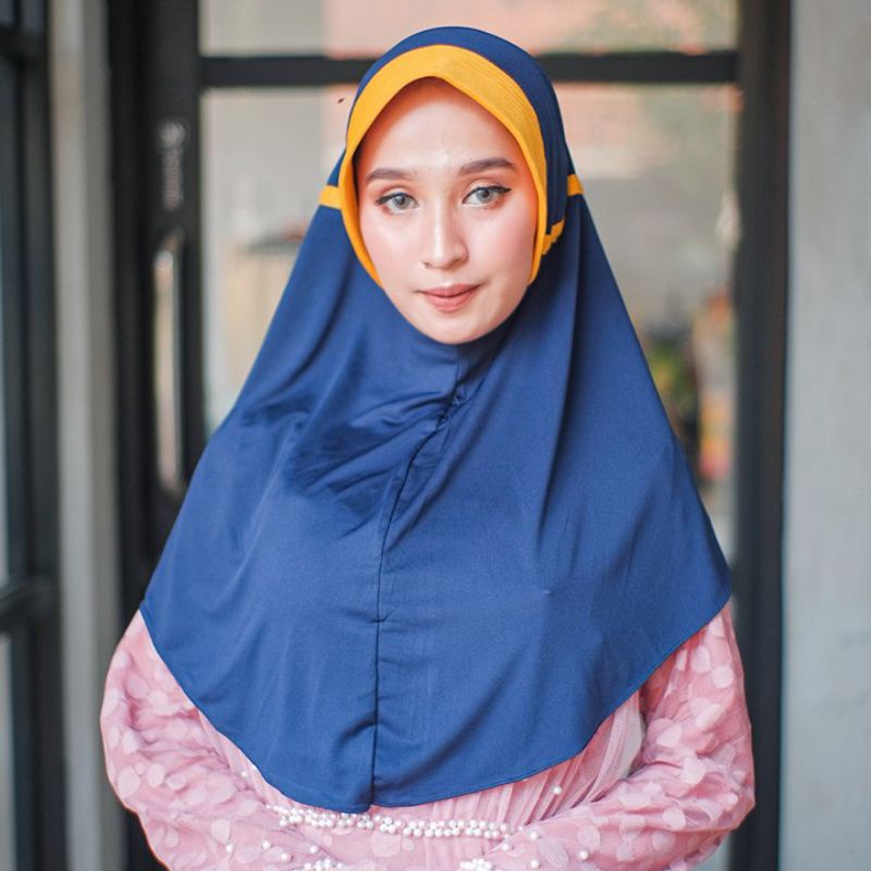 Jilbab Serut Kombinasi Jersey Lycra Hijab Serut Dewasa Kerudung Serut Polos SerutKombinasi