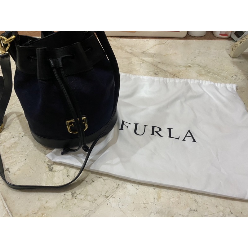 Furla Bucket bag Denim blue Preloved