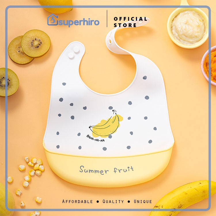 BABY BIB Celemek Makan Bayi Slaber Silikon Anak Bibs Silicon Tebal