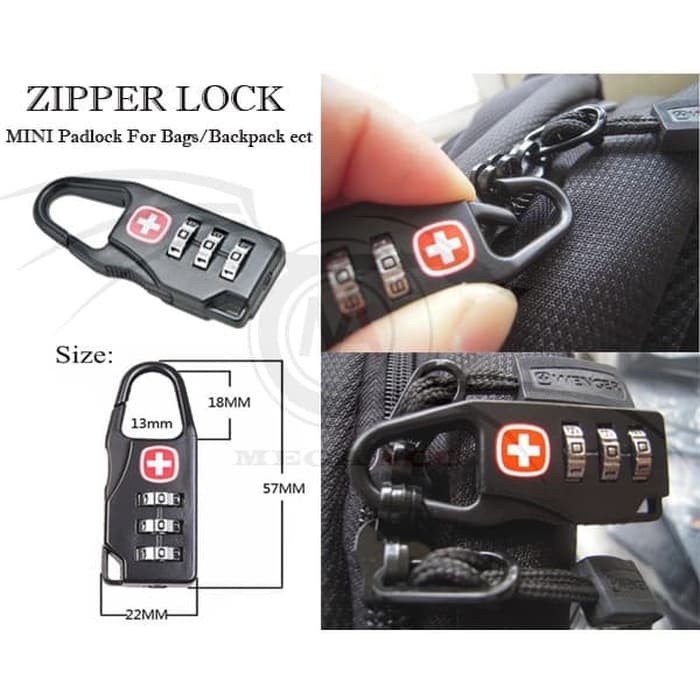 Zipper Lock Kunci Gembok Nomor Kode Password Swiss Travel Luggage