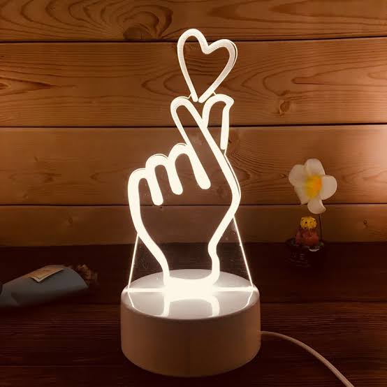 Lampu Tidur 3D Transparan Akrilik 3 Warna Tema Love Non Pack